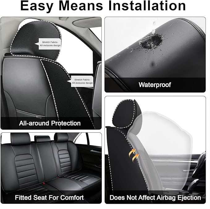 AREKA 2 Seat Covers for Honda Civic 2002-2026 Breathable Car Seat Covers,Anti-Slip Waterproof Car Seat Protectors with Airbag,Automotive Vehicle Cushion with Storage Pockets (Standard,Redline)
