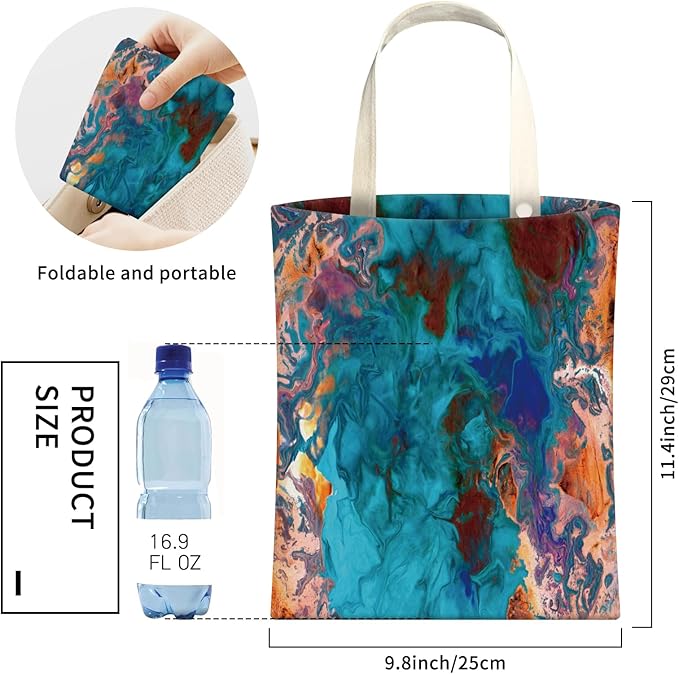 AXZOPDE Cute Car Trash Can, Hanging Canvas Car Back Seat Organizer and Storage Bag, Funny Car Trash Bag for Travelling, Outdoor Abstract Blue Orange Print