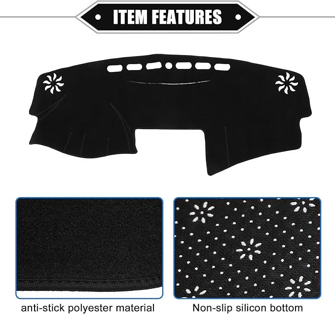 Dashboard Cover Compatible for Toyota Camry 2007-2011, Non-Slip Polyester Black Dash Cover Mat Dash Board Protector Cover