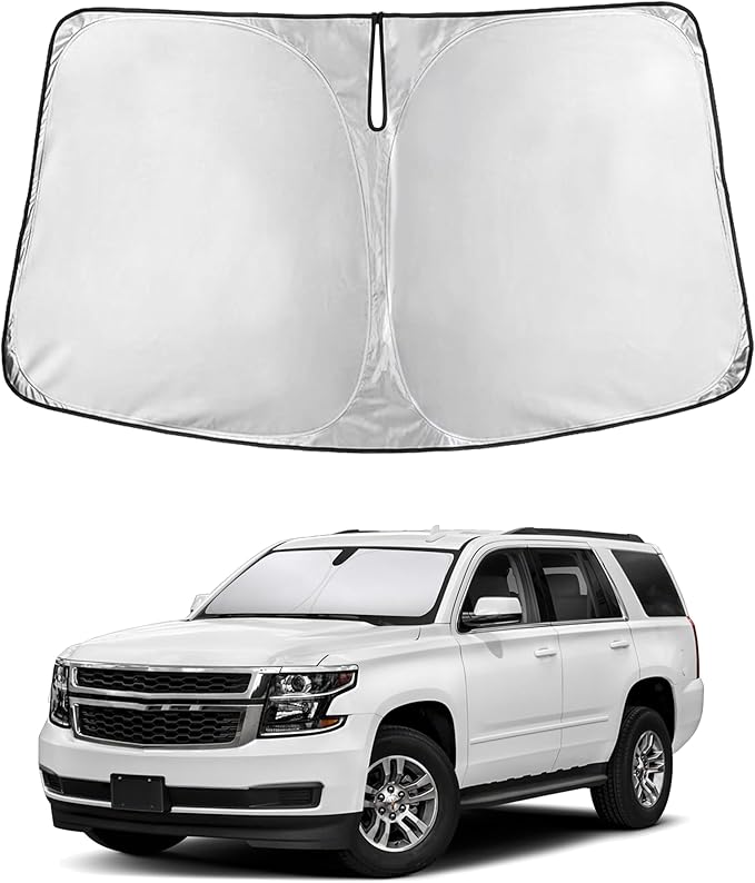 EcoNour Windshield Sun Shade Compatible for Chevrolet Tahoe 2015–2020 | Full-Size SUV Front Window Sunshade | Foldable Sun Visor Protector | Blocks UV Rays & Reduces Interior Heat