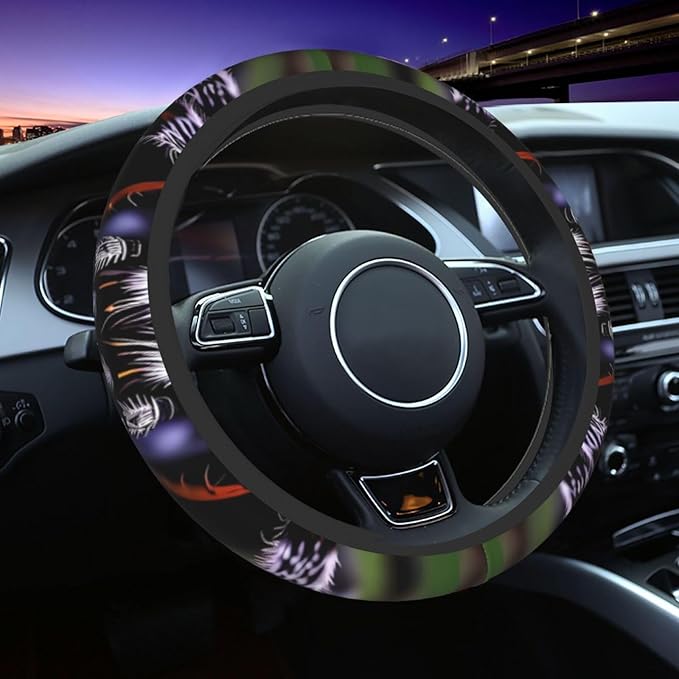 Tropical Rainforest Spiders Steering Wheel Cover. Car Decor,Anti-Slip,Sweat Absorption,Easy Carry, Universal 15 Inch