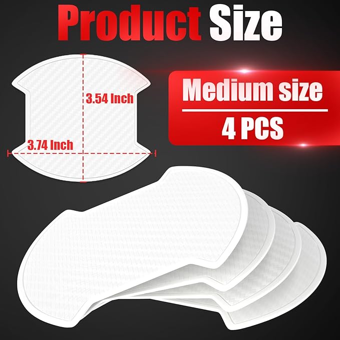 4Pcs Car Door Handle Scratch Protector Sticker, Universal Carbon Fiber Texture Door Handle Paint Protector, White(M)