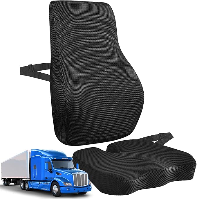Car Seat Cushion & Back for Most Semi Truck Models, Compatible with Freightliner Volvo Kenworth Peterbilt, Driver Seat Cover for Semi Truck