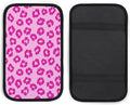 Car Handrail Box Cushion Pink Leopard Print, Anti Slip Center Console Cover, Universal Fit for Cars, Trucks, SUVs