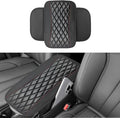 Car Center Console Cover with Side Storage Pockets, Universal Leather Waterproof Armrest Seat Box Cover Protector, Comfortable Car Decor Accessories Fit for Most Cars, Vehicles, SUVs (Black)