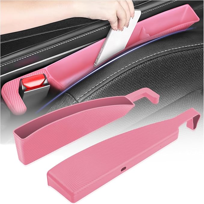 2PCS Car Seat Gap Filler Organizer with Charging Opening,Multifunctional Car Gap Filler Stop Things from Dropping,Universal Car Accessories Car Seat Storage Box (Carbon Pink)