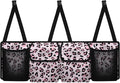 SEANATIVE Pink Leopard Print Car Trunk Organizer, Backseat Hanging Organizer with 4 Pockets, Waterproof Collapsible Cargo Storage Bag, Car Interior Accessories Car Seat Organizer for SUV, Truck