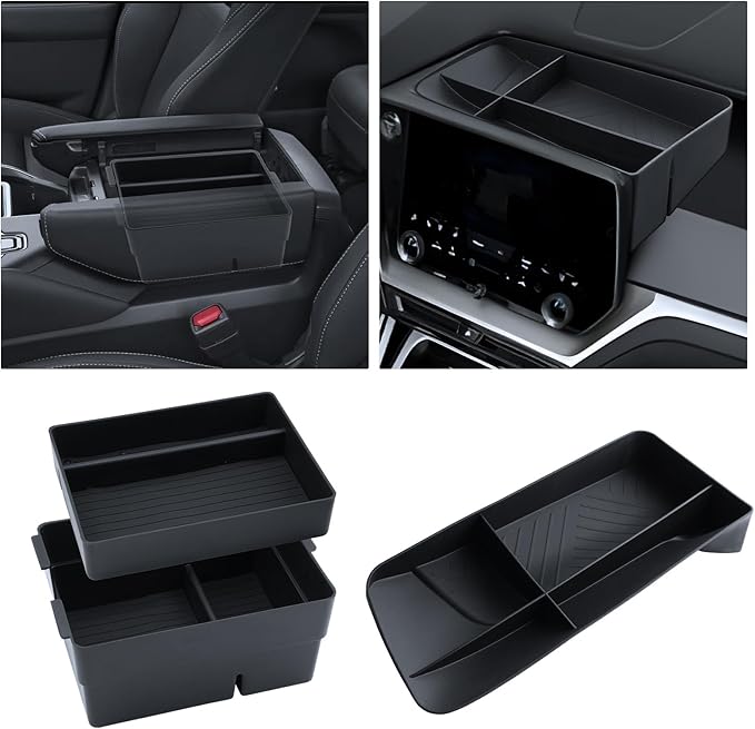 WEIPIN for 3PCS Double Layer Center Console Armrest Organizer&Screen Organizer Tray ABS Materials Compatible with 2024-2026 L EXUS TX350/TX350h/TX450h+/TX500h