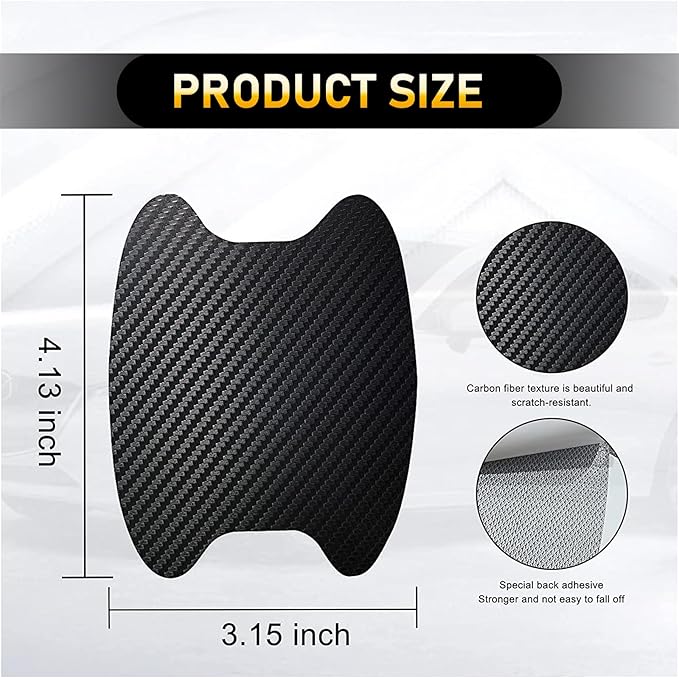 gunhunt 8 PCS Door Handle Scratch Protectors, Carbon Fiber Handle Cover Anti Scratch Stickers, Door Handle Cups Protective Film Bowl Sticker (Black)