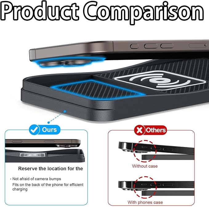 Car Wireless Charger Pad for Hyundai Equus 2011-2016, Fast Car Wireless Charging Pad for Car Center Console, Non Slip Charging Mat,1M-Type C