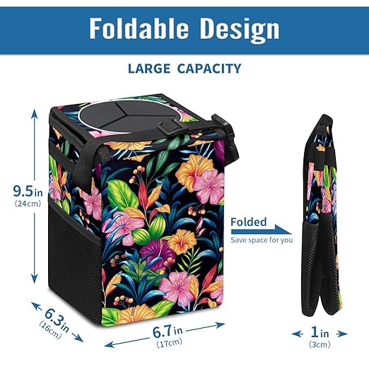 GVGHIDZ Car Trash Can – Multi-Purpose, Lightweight and Portable with Durable Water-Resistant Coating, No Installation Required, Practical and Ample Capacity, Variety of Colors.Rose Flower