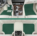 Customize Making Car Floor Mats for 99.99% Sedan SUV Pickup Truck Full Coverage Men Women Cute Leather Protection Pads Non-Slip Floor Liners (White+Grass Green)