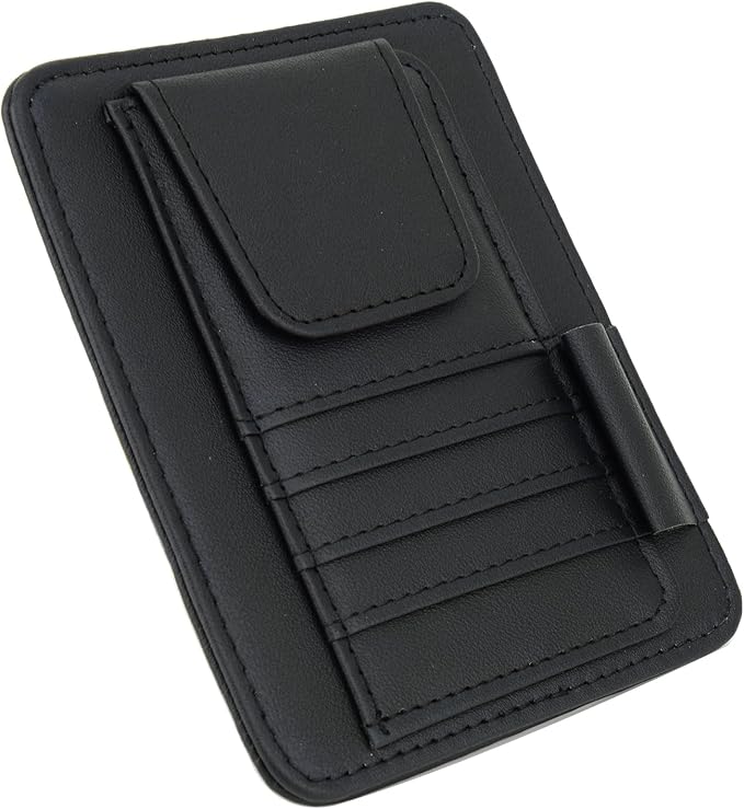 Car Sun Visor Organizer Holder with Clip, Auto Storage Pocket Sun Visor Pouch for Sunglasses, Credit Card, License Registration, Document, Pen, Key