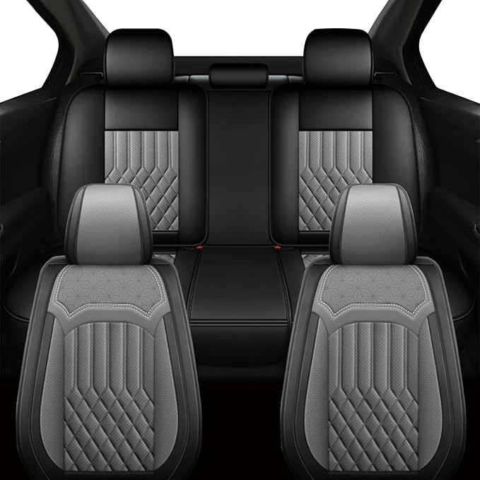TTX Car Seat Covers Full Set Fit for Buick Lacrosse 2008-2019 Breathable Leather Seat Protector with Airbag Compatible Automotive 5 Seat Cushions Cover(Grey)