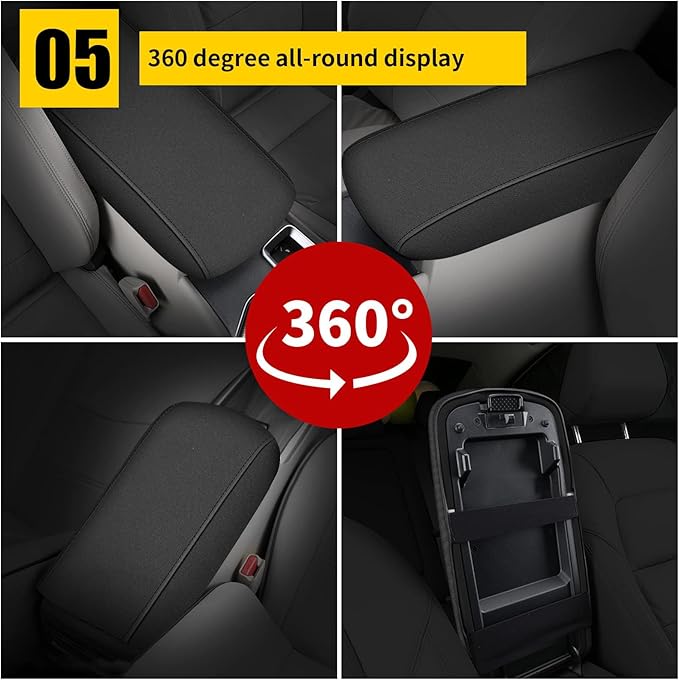AOMSAZTO Console Covers for 2019-2024 2025 2026 Nissan Altima Armrest Covers for Nissan Altima Black with Black Stiches