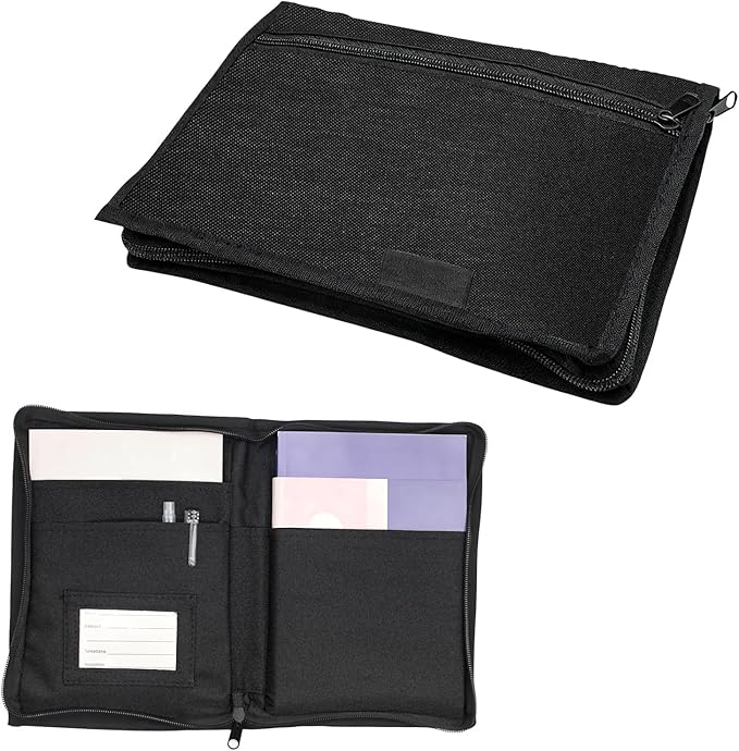 Car Registration Insurance Holder, Auto Glove Box Compartment Document Organizer Owner Manual Case, Multi-Pocket Zippered Storage Pouch for Driver's Licenses Cards Pens