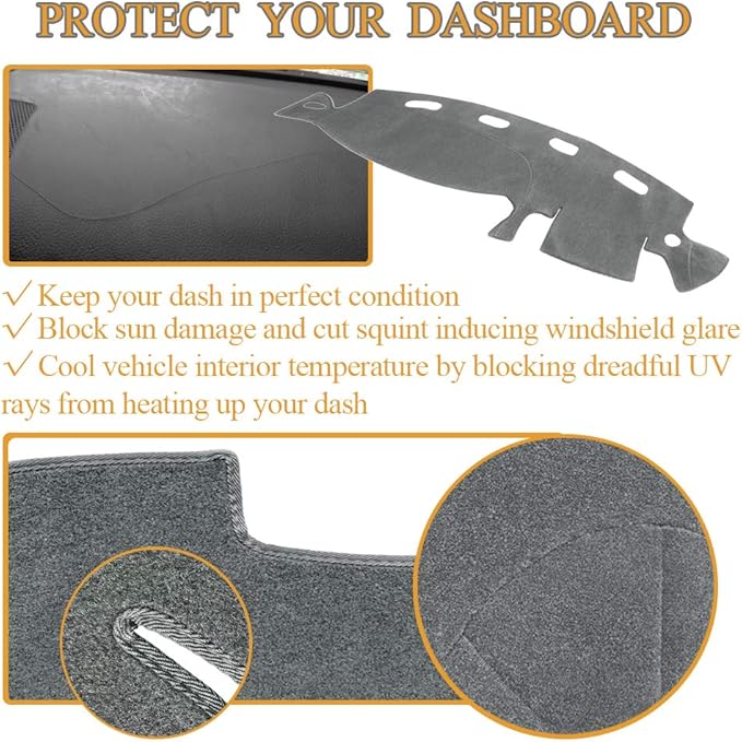 Dash Cover Dashboard Cover Mat Pad for Dodge Ram 1998 1999 2000 2001 (Dark Gray) Y21