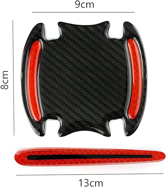 Car Door Protector-Door Handle Shielding Film, Door Dampening Pads, and Door Corner Guards for All Car Models - Noise Reduction & Anti-Scratch Solution (Red)