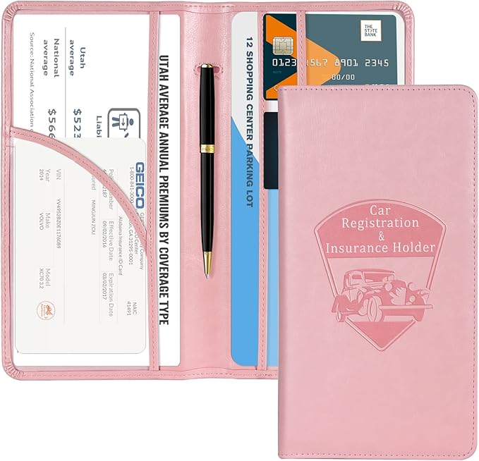 CoBak Car Registration and Insurance Holder - Vehicle Glove Box Car Organizer, Auto Truck Comparment Accessories Case with Magnetic Closure for Essential Document, Driver License, Cards