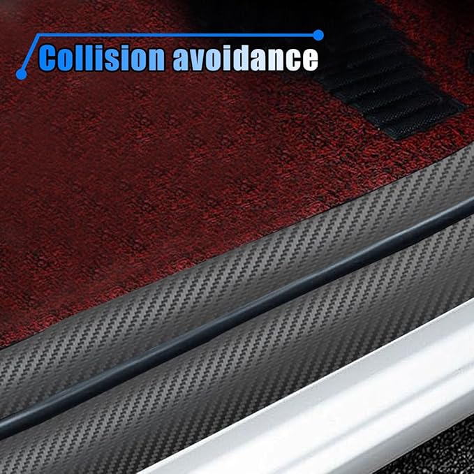 Carbon Fiber Car Door Edge Guards, 3D Vinyl Car Door Sill Protector Wrap Film Auto Door Trim Strips, Anti-Scratch Anti-Collision Adhesive Tape Auto Bumper Door Entry Guard for Most Cars (3"x394")