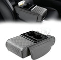 Multifunctional PU Leather Car Armrest Box Mat Organizer with Cup Holders, Universal 5-in-1 Car Armrest Storage Box Mat with Central Elbow for Most Cars (Gray)