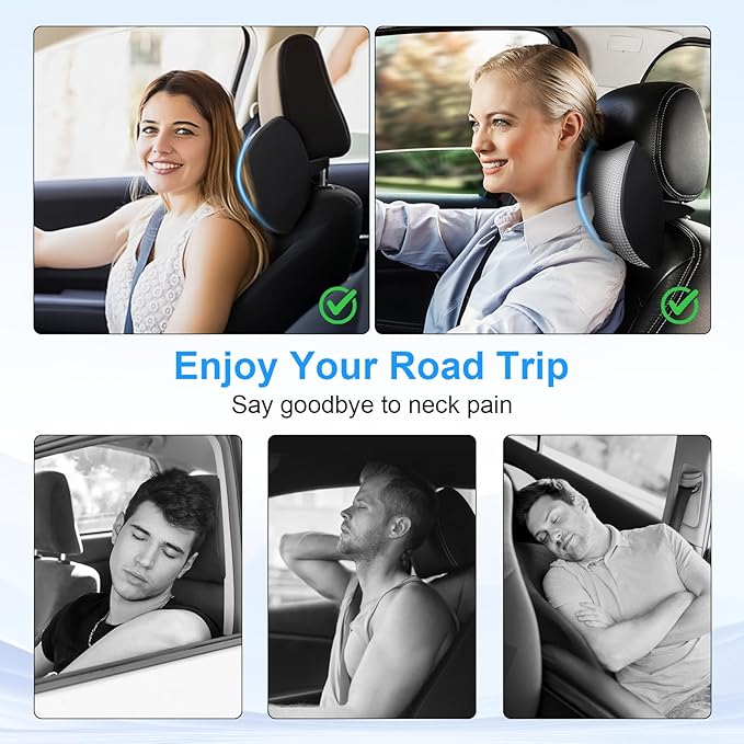 Xonhzam Car Headrest Pillow for Neck Support, Ultra Comfortable Neck Pillow for Driving, 2 Pack Car Neck Pillows with Adjustable Strap & Breathable Removable Cover, Fit Most Cars(Gray)