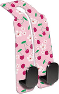 AEWNUNK Car Headrest Purse Hanger Cute Floral and Pink Cherries 1 Pack Bag Purse Holder for Car Premium Leather Double Metal Hook for Handbags, Grocery Bags and Phones