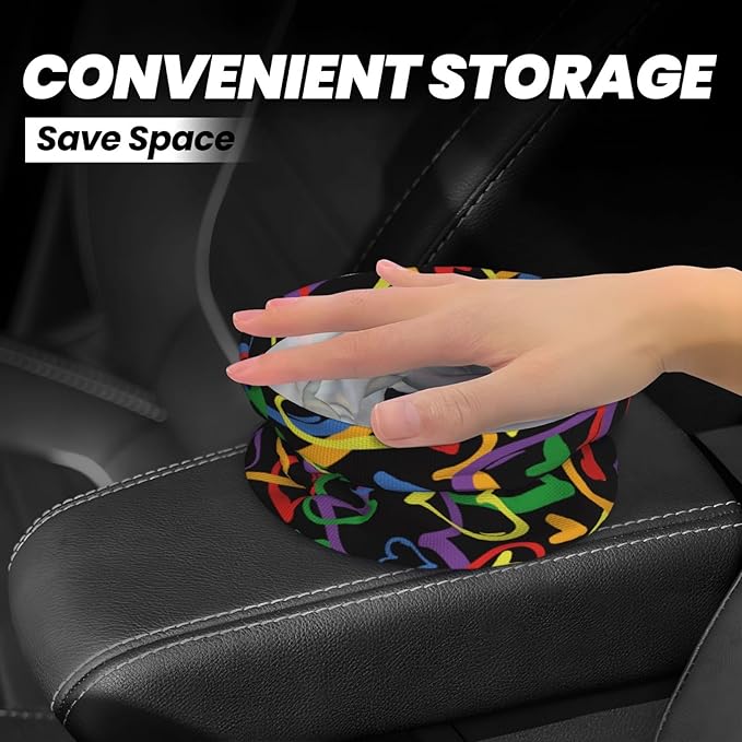 OEDTF Heart Car Trash Can,Car Accessories Waterproof Car Organizer Foldable Portable Trash Bin Can Be Hung on The Back Seat Garbage Can for Various Cars