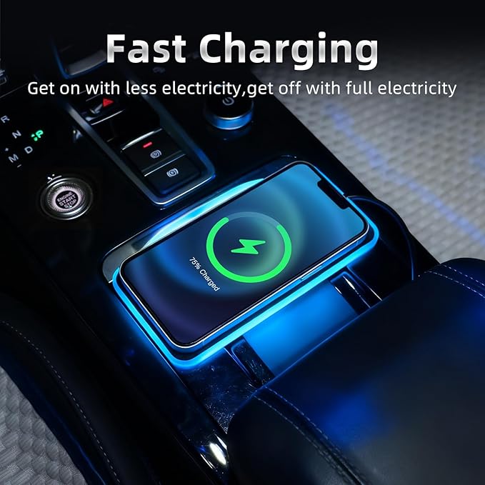 General Wireless Phone Charging Pad with Lighting Silicone Dual Charging Ports Quick Charger Station 15W Adapter for Smartphone Phone (Type-C with Cigarette Lighter Adapter)