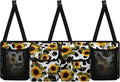 CLOHOMIN Cow Print Trunk Organizer for Car Sunflower Trunk Organizers for SUV Truck Van Collapsible Trunk Storage Organizer Backseat Hanging Car Organizer with 4 Pockets