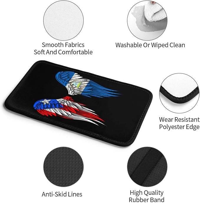 Auto Center Console Pad Puerto Rico Porto Rico Puerto Rican and Nicaragua Nicaraguan Flag Wings Car Armrest Cover Armrest Seat Handrail Box Cover Cushion Universal Decoration Protector Accessories