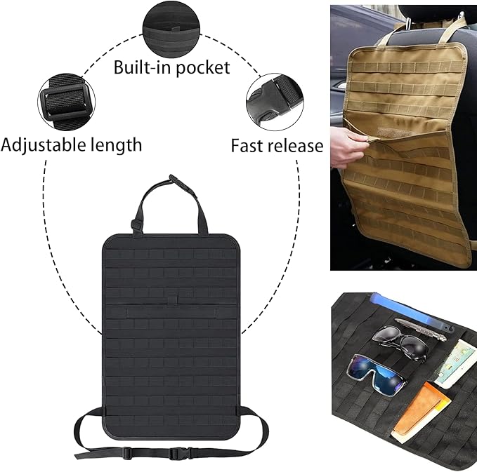 AIAUTOAIEV 7 PACK Tactical Seat back organizer Truck organizer With 6 Detachable Pouches Universal For Car Truck Ford Jeep Military-Grade Heavier Panels With Multi-functional Packs (khaki)