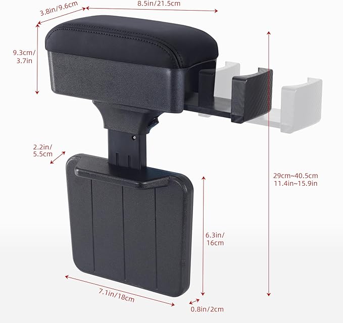 Rupse Car armrest Storage Box,Car Center Console armrest Box with Cup Holder,Forearm Wrist Support Adjustable Armrest for Most Car Models