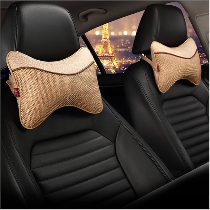 Car Headrests Cervical Neck Pillow Head Cushion Memory Foam Cotton Fit for Seat Waist Lumbar Support(Brown)
