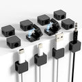 ELZO 12Pack Magnetic Cable Clips,Cord Organizer Holder for Cable Management,Strong Adhesive Charger Wire Organizer Keeper Magnetic Easy Open for Home,Office,Car,Desk,Nightstand-Black