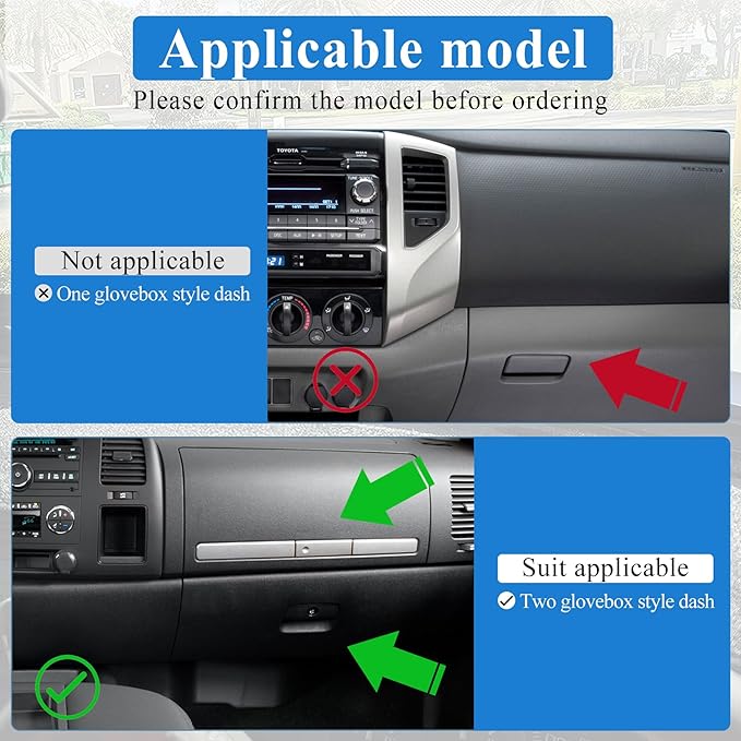 LivTee Dash Mat Dashboard Cover, Fits for GMC Sierra with Two Glove Boxes, Fits for Chevrolet Silverado with Two Glove Boxes, 2007 2008 2009 2010 2012 2013, Dashboard Decorative Pad Carpet