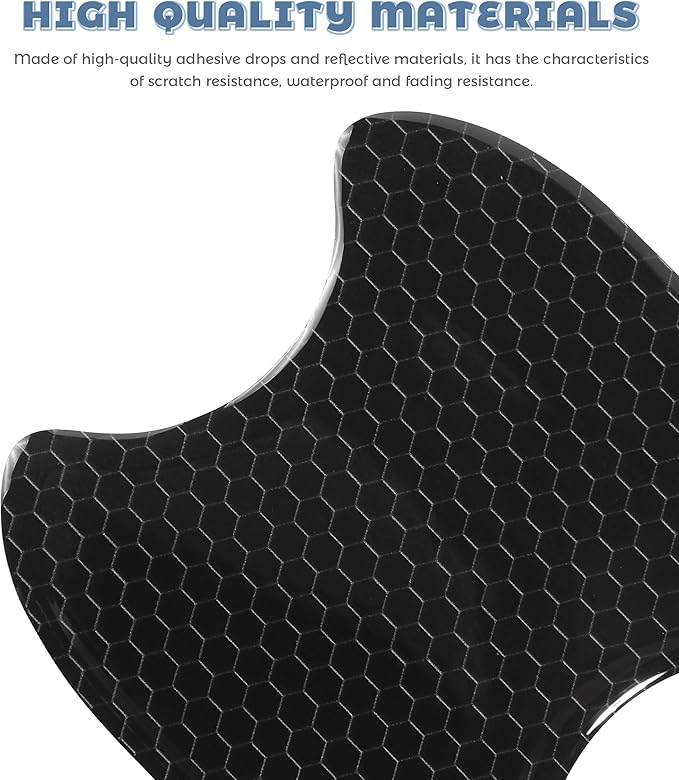 8PCS Car Door Handle Protector,Car Accessories Reflective Anti-Scratch Auto Door Handle Cup Protector,Self-Adhesive Scratch Collision Protection Guard,Fit for Cars,SUVs,Trucks, RVs,Etc (Black)