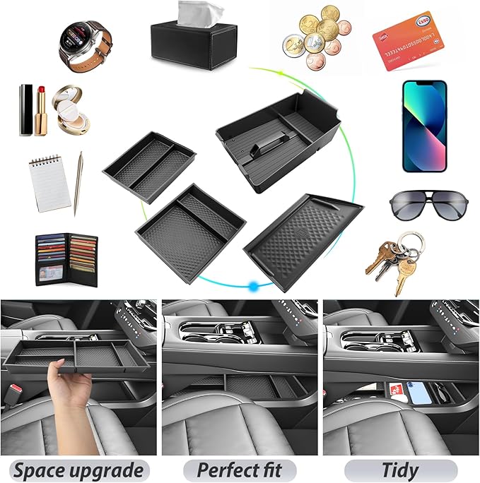 SKTU 4-Pack for 2025 2026 Nissan Murano Center Console Organizer for 2025 2026 Nissan Murano Console Tray & Lower Console Organizer & Wireless Charging Mat Nissan Murano 2025 2026 Accessories Tray