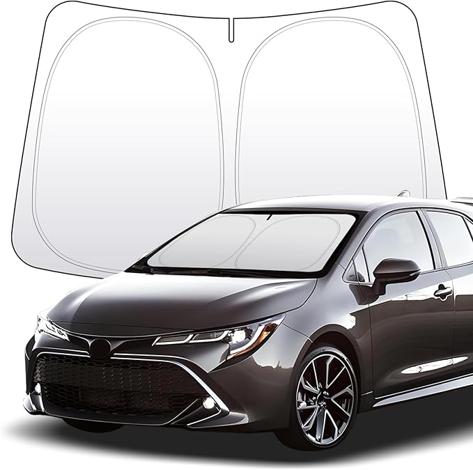 Thickened 2-Layer Front Windshield Sun Shade Compatible for Toyota Corolla E210 2019-present, Foldable Custom Fit Sunshade Blocks 99% Heat, Keeps Car Interior Cool (for Corolla E210 2019-present)
