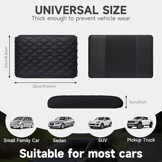 Car Armrest Cushion for Lexus UX RZ RC RX 2003-2025, Auto Center Console Covers Pad Leather Accessories, Memory Foam Arm Rest Protector Mat with Side Storage Bag, E/Brown
