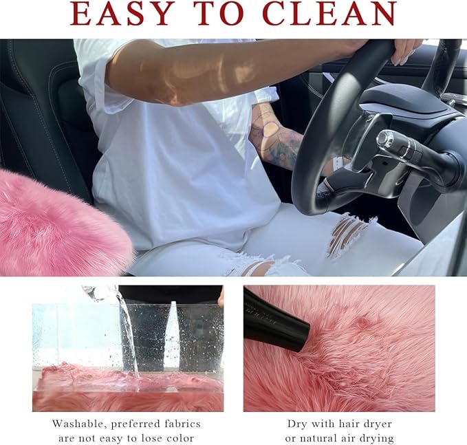 Car Center Console Cover Pad, Fluffy Middle Console Pad Armrest Seat Box Cover, Universal Furry Arm Rest Decoration Protector for Car Truck SUV, Interior Car Accessories (Pink)