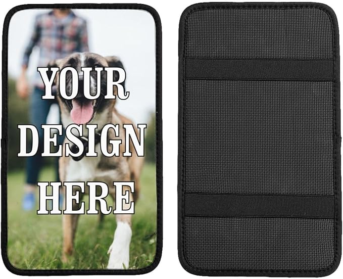 Custom Car Armrest Cushion Personalized Auto Center Console Pad Cover Add Your Photo Text Logo, Customized Car handrail Box Cushion for Most Vehicles Trucks Suvs 12.6×7.5 Inchs