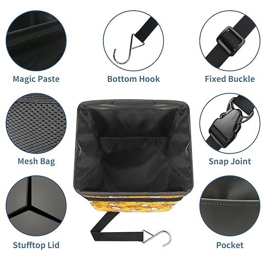 GVGHIDZ Car Trash Can – Multi-Purpose, Lightweight and Portable with Durable Water-Resistant Coating, No Installation Required, Practical and Ample Capacity, Variety of Colors.Mushroom
