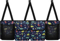 Cartoon Dinosaur Trunk Hanging Organizer Backseat Bag with 4 Pockets & 3 Adjustable Straps for Groceries Collapsible Storage Container Car Interior Accessories