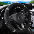 Bling Car Steering Wheel Cover, 15 Inch Crystal Rhinestone Elastic Stretch Leather Steering Wheel Protector, Vehicle Decor Accessories for Women Girls, Universal for RV, SUV, Truck (Black)