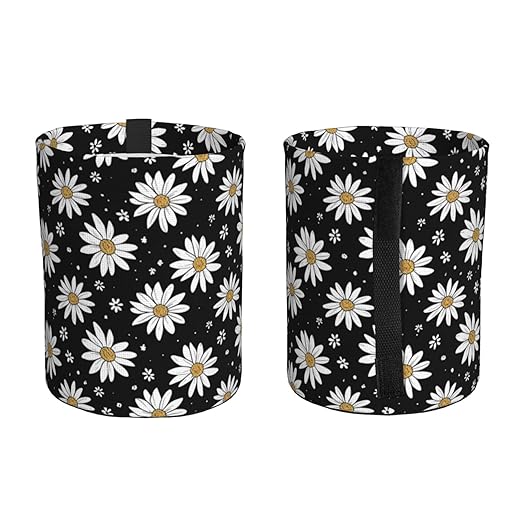 White Daisy Car Trash Can Garbage Cans Foldable,Cute Hanging Car Organizer and Storage Bag Leak Proof, Auto Back Seat Trash Bin Universal for Truck, SUV, Outdoor Travel