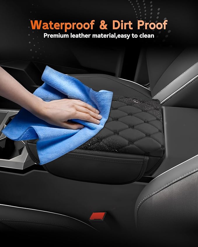 CDEFG for 2024 2025 2026 Cybertruck Center Console Cover Armrest Cover for Tesla Cybertruck Accessories Arm Rest Protector with Side Pockets Back Mesh 4 Velcro Pockets