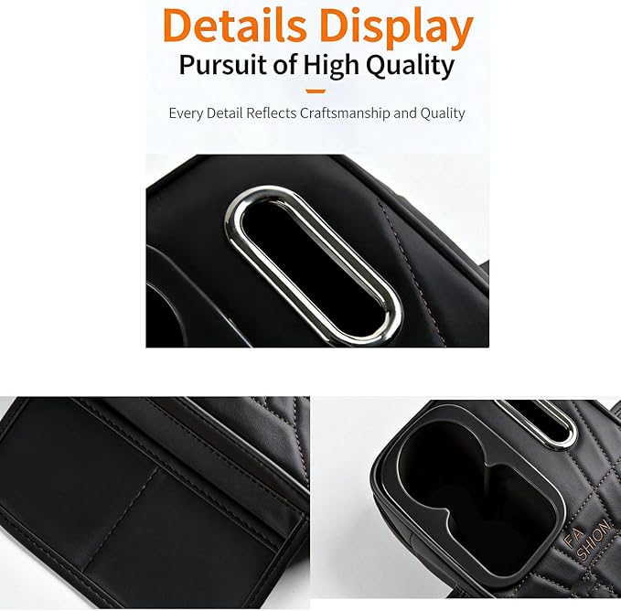 Auto Center Console Cover for Honda HR-V 2023 2024 2025 2026, Leather Waterproof Armrest Seat Box Cover Multifunctional Armrest Cushion Scratch,Black