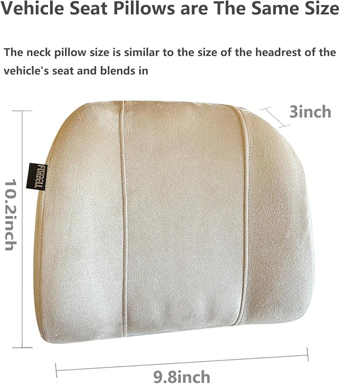 Forbell Car Headrest Pillow Soft Suede Fabric Memory Foam Car Neck Pillow Ultimate Comfort and Support for Driving and Travel