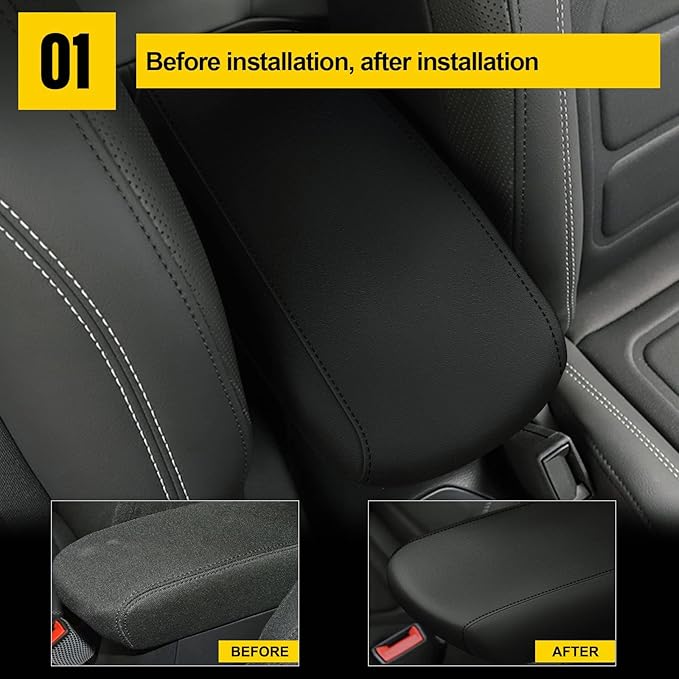 AOMSAZTO Armrest Cover for 2015-2024 Jeep Renegade Middle Console Covers for Jeep Renegade Leather Black
